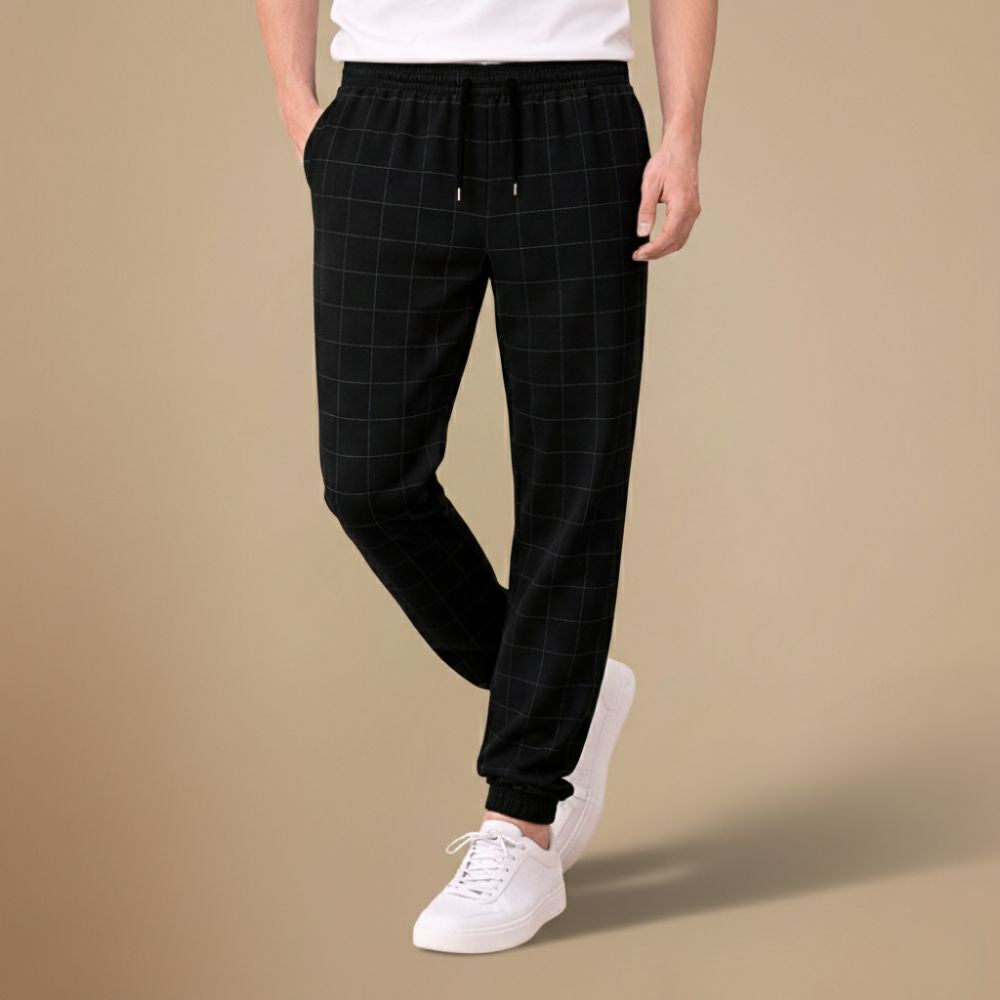 Heren joggingbroek met ruitjesmotief slim fit voor dagelijks comfort Jelle Jora Mode