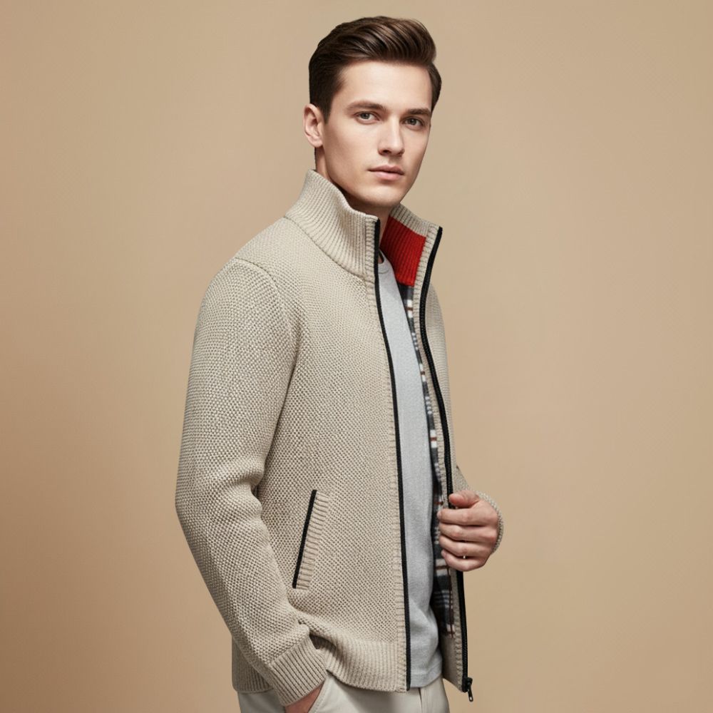 Casual Dikke Sweater met Rits voor Heren Jelle Jora Mode