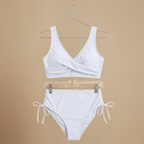 Damskie bikini z wysokim stanem, z wiązaniem po bokach