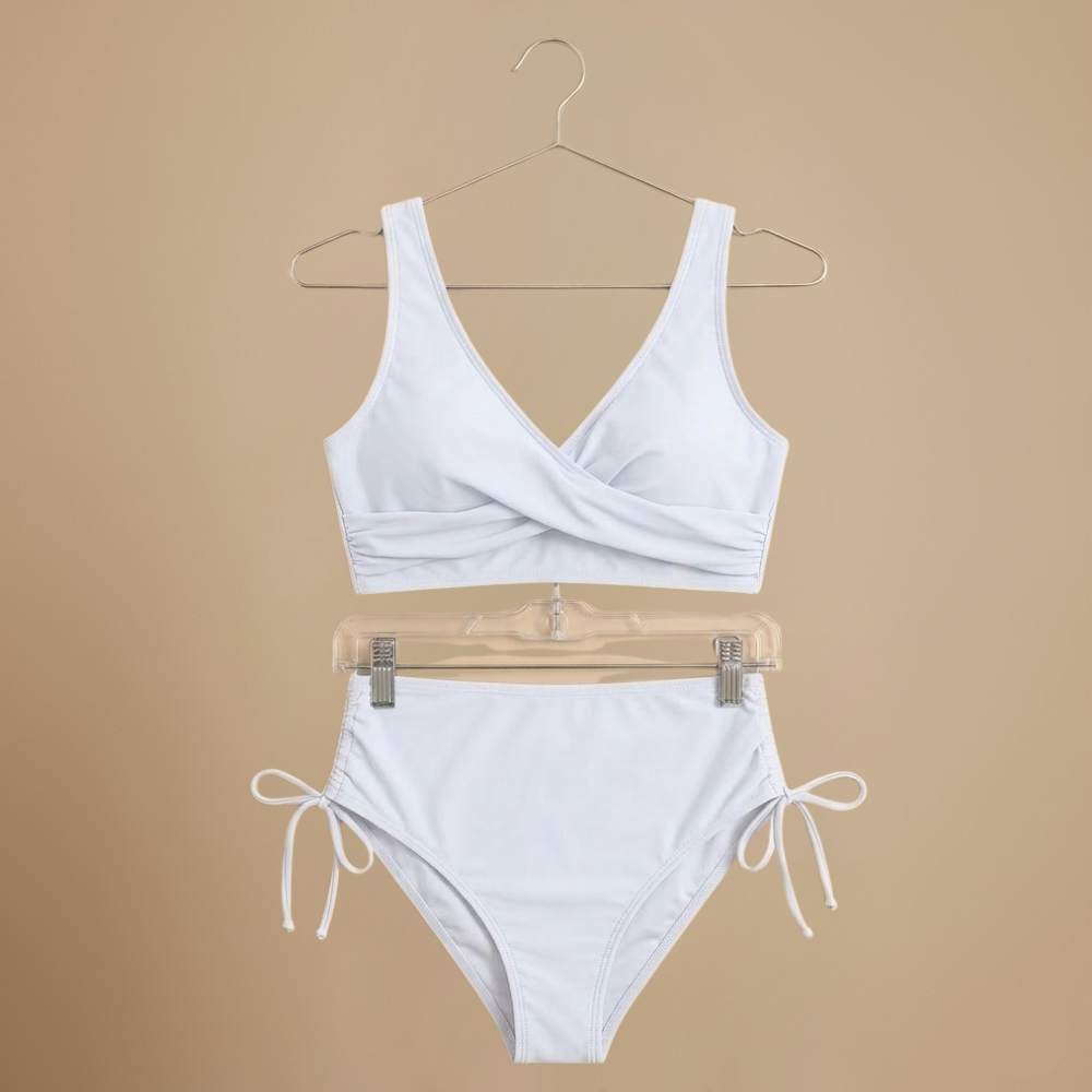 Damskie bikini z wysokim stanem, z wiązaniem po bokach