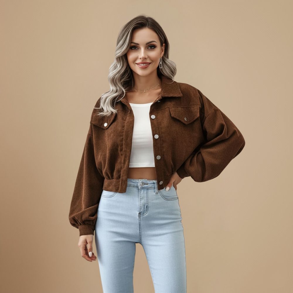 Vintage Corduroy Cropped Jas Jelle Jora Mode