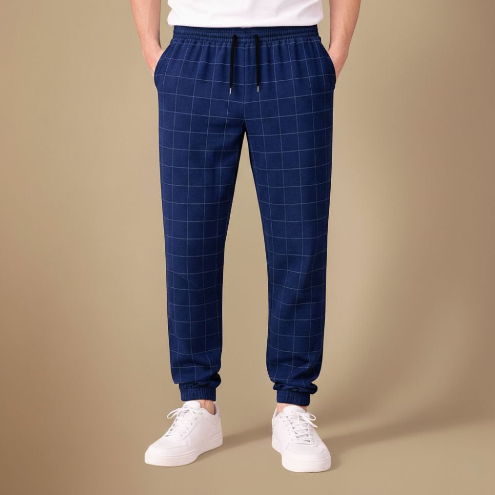 Heren joggingbroek met ruitjesmotief slim fit voor dagelijks comfort Jelle Jora Mode