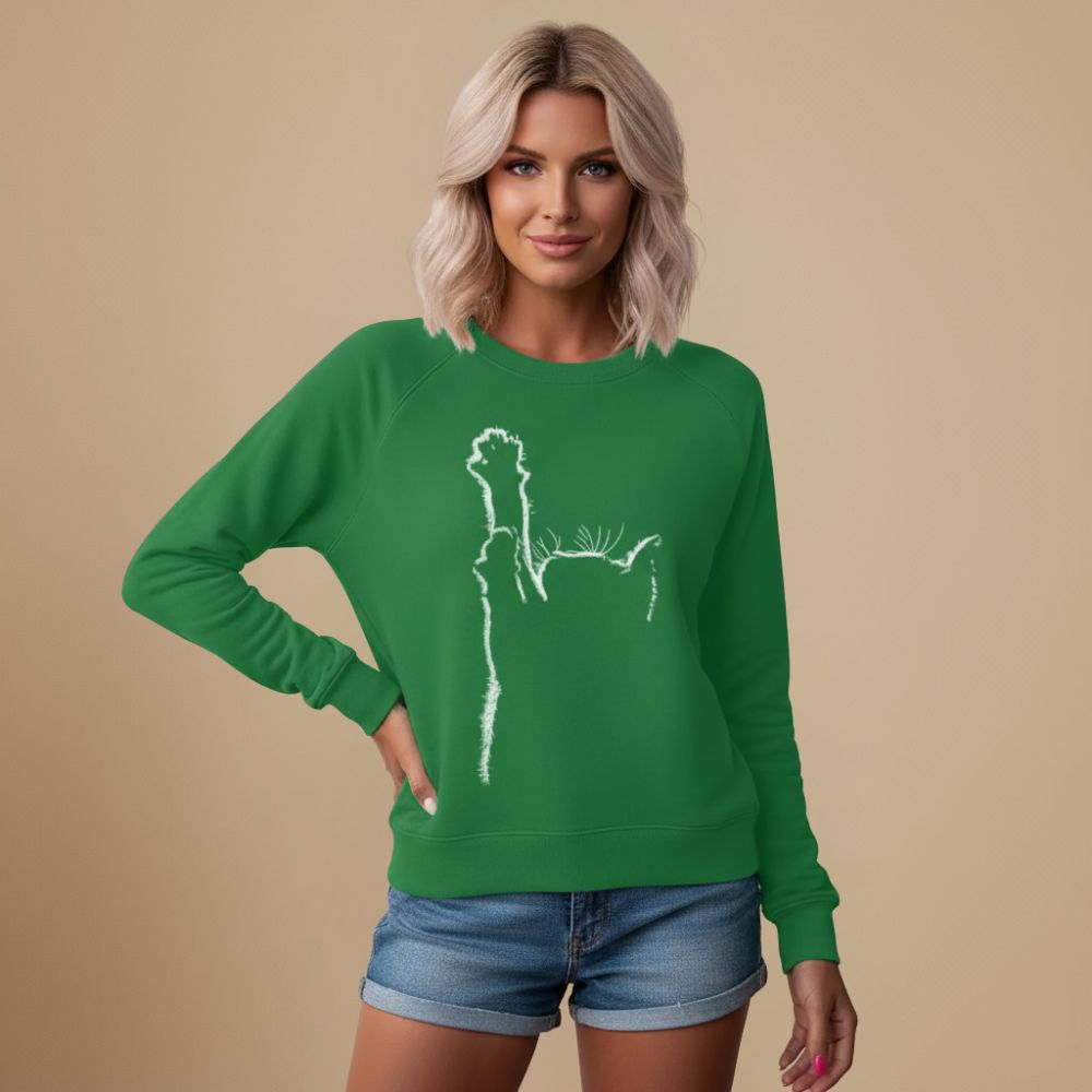 Sweatshirt Met Ronde Hals En Witte Kattenprint Jelle Jora Mode
