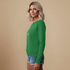 Bluza z okrągłym dekoltem z białym nadrukiem kota
