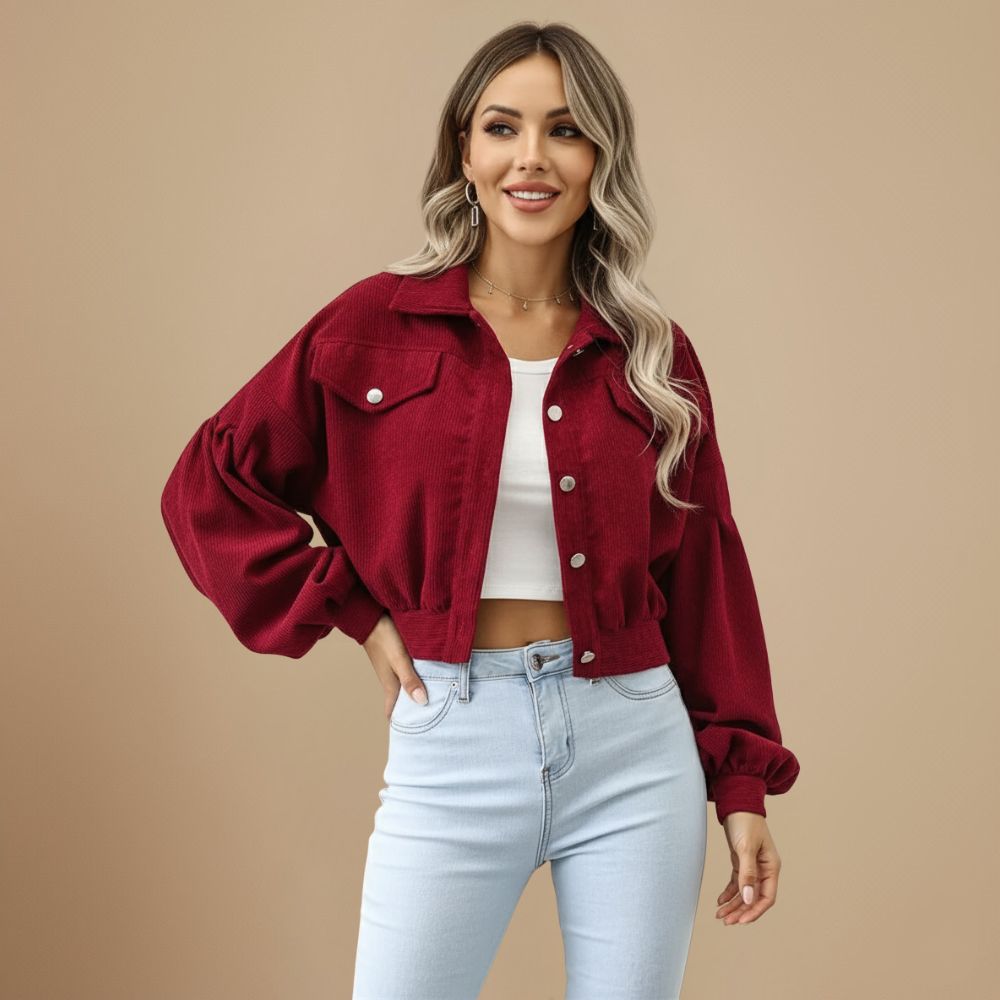 Vintage Corduroy Cropped Jas Jelle Jora Mode