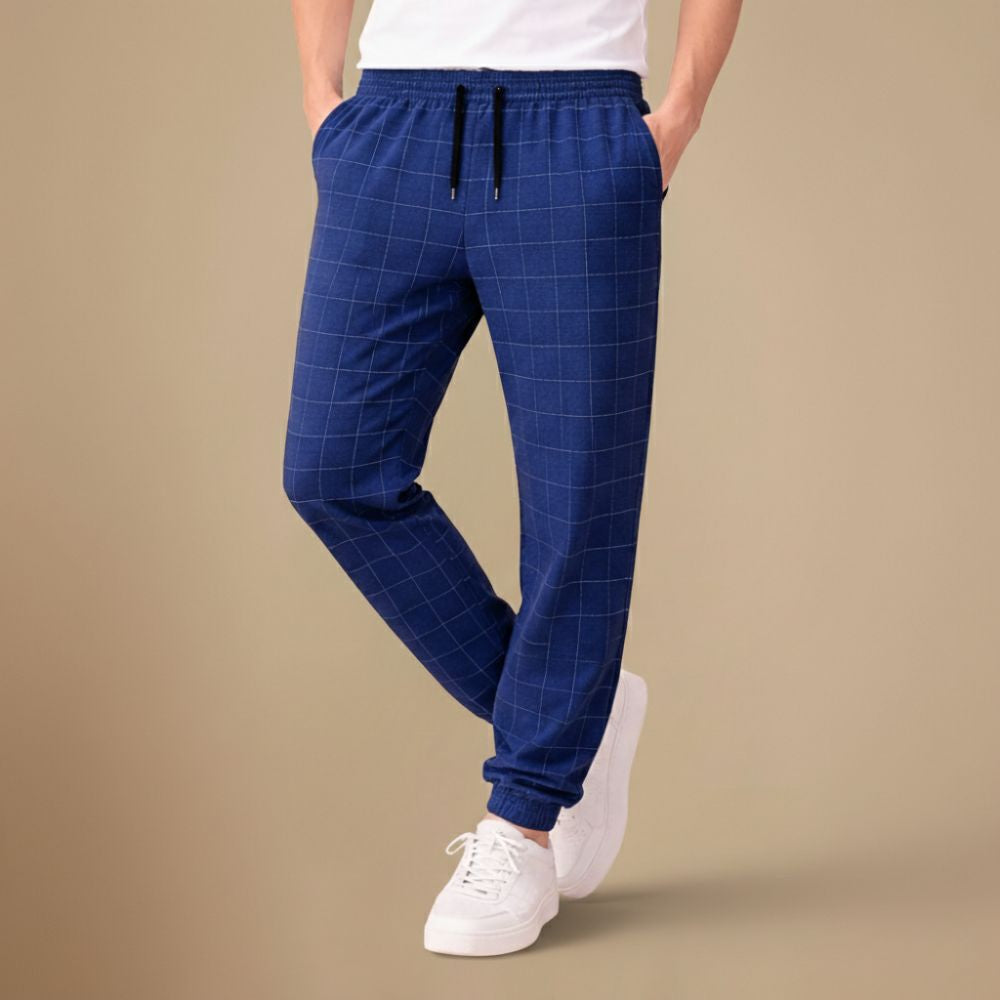 Męskie spodnie dresowe w kratkę slim fit zapewniające codzienny komfort