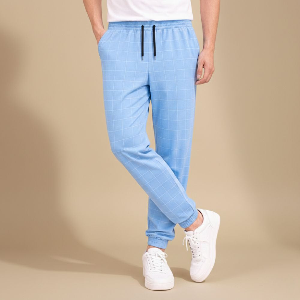 Heren joggingbroek met ruitjesmotief slim fit voor dagelijks comfort Jelle Jora Mode