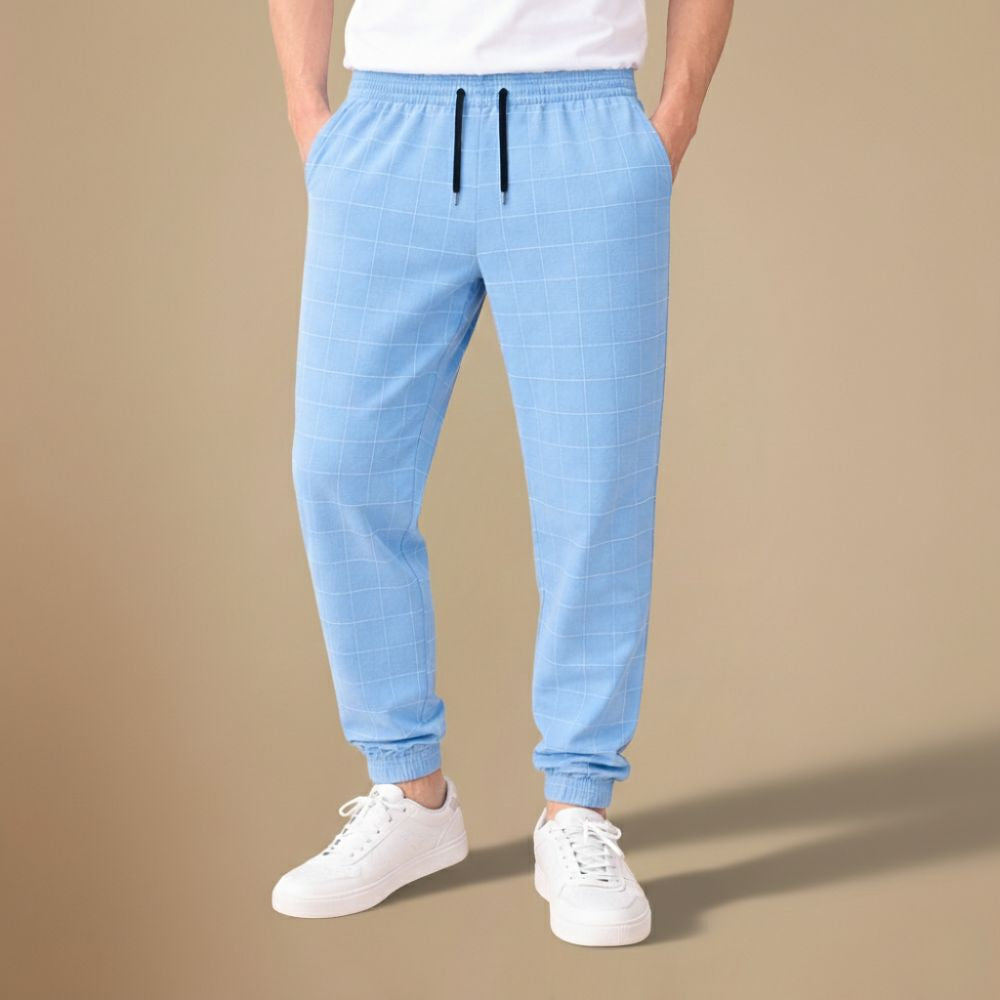 Męskie spodnie dresowe w kratkę slim fit zapewniające codzienny komfort