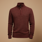 Męski sweter zimowy z dzianiny, z półgolfem i półzamkiem