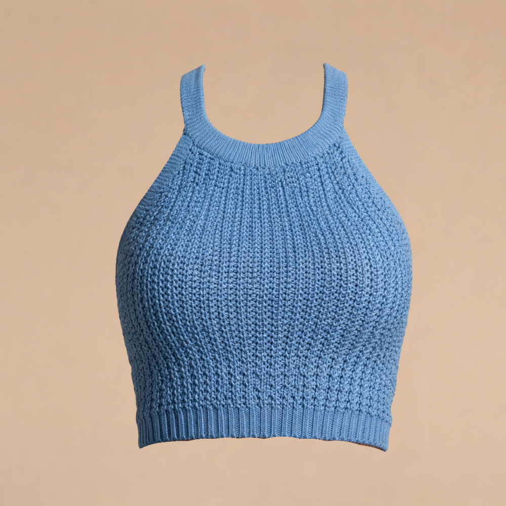 Damska dzianinowa sukienka z rozcięciem o kroju tank top