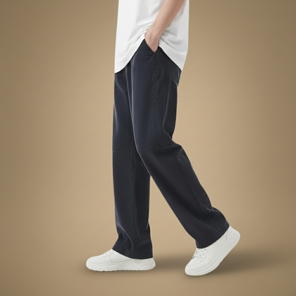 Męskie spodnie o prostym kroju w kratę typu slim fit