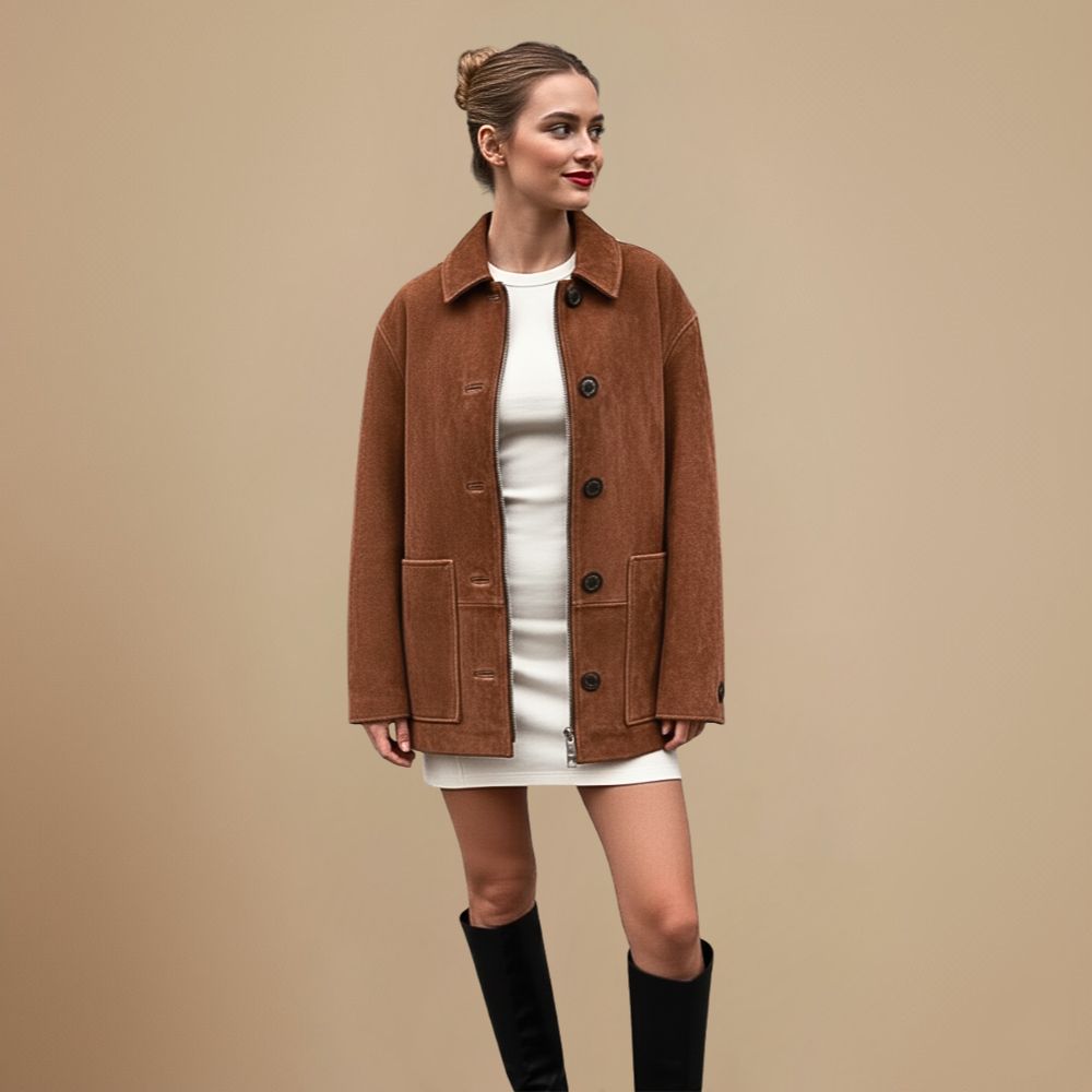 Vintage bruin jasje met revers en enkele knoopsluiting Jelle Jora Mode