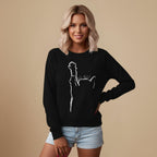 Sweatshirt Met Ronde Hals En Witte Kattenprint Jelle Jora Mode