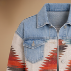 Kurtka jeansowa patchwork w stylu retro