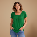 Dames casual T-shirt met vierkante kraag en korte mouwen Jelle Jora Mode