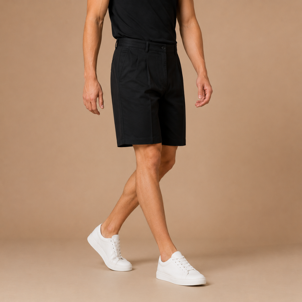 Heren casual short met plooien en middelhoge taille met zakken Jelle Jora Mode