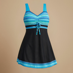 Damski tankini z dekoltem typu halter i spódniczką w kształcie litery A