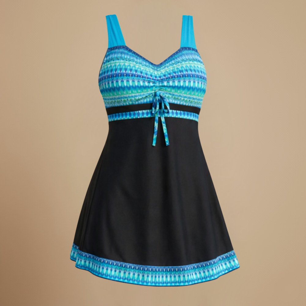 Damski tankini z dekoltem typu halter i spódniczką w kształcie litery A