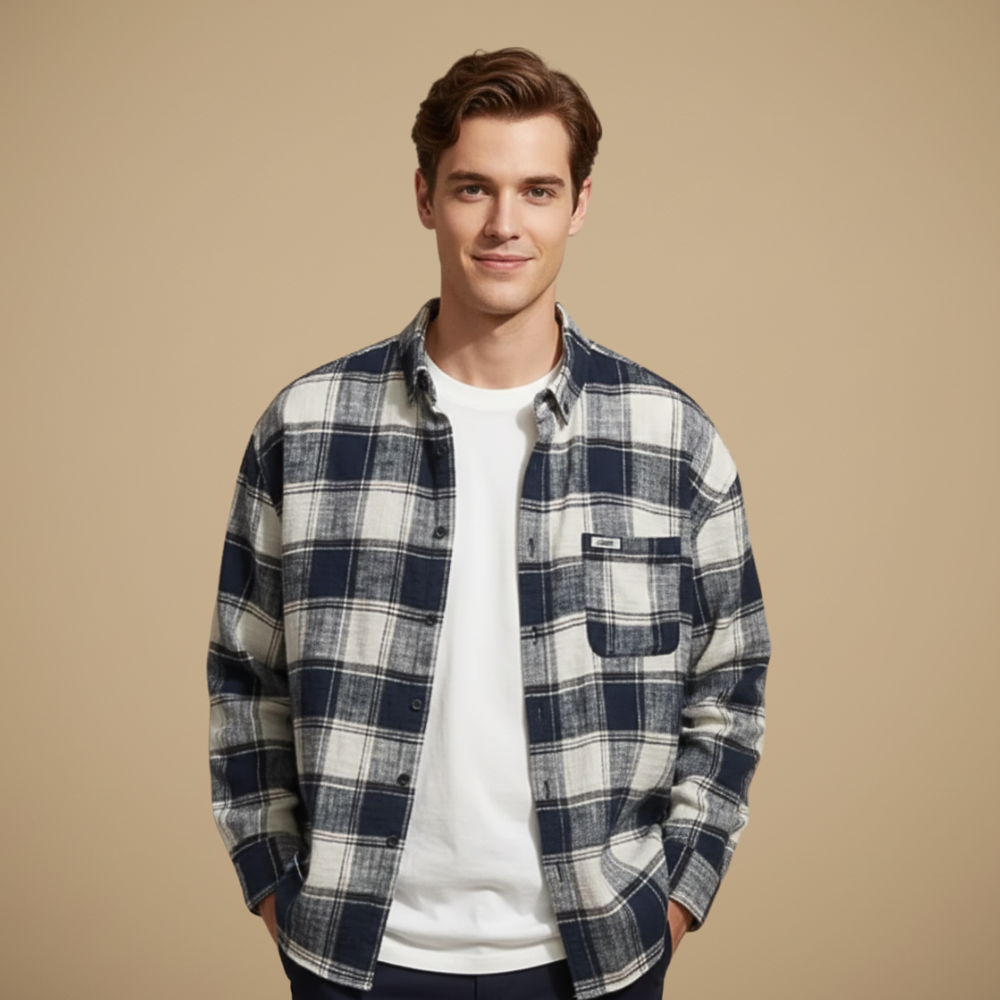 Retro geruit katoenen casual flanellen overhemd voor heren Jelle Jora Mode
