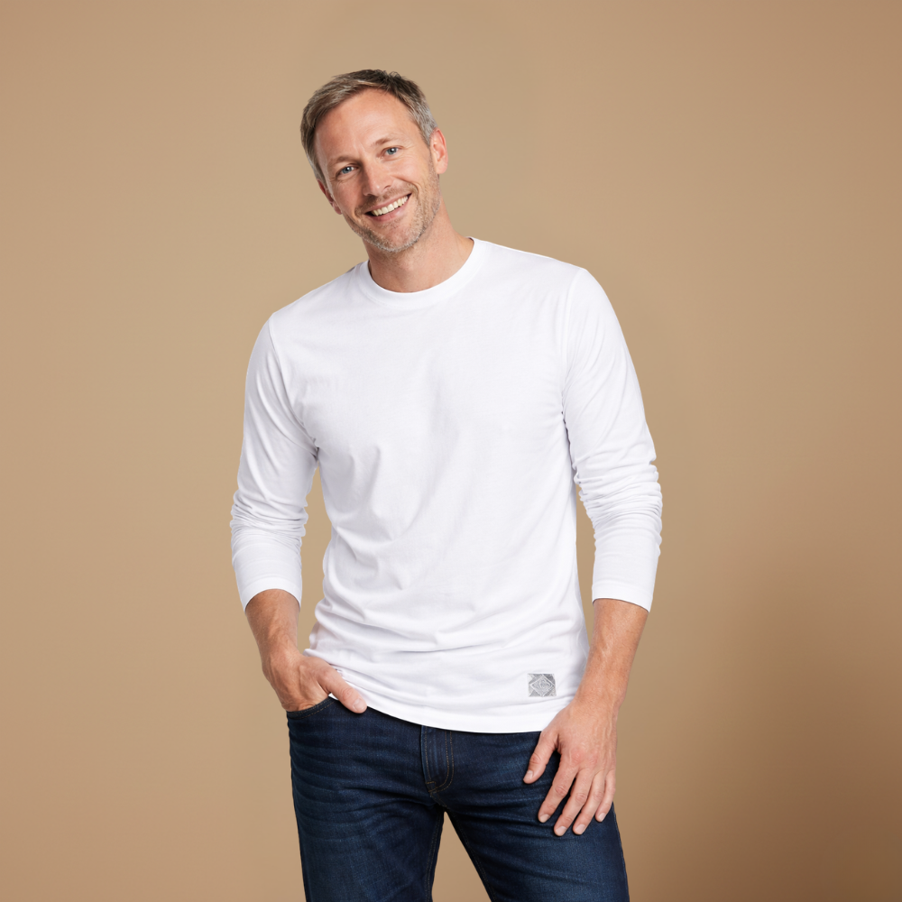 Heren ademend casual t-shirt met lange mouwen en ronde hals Jelle Jora Mode