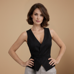Dames casual mouwloze top met diepe v-hals Jelle Jora Mode
