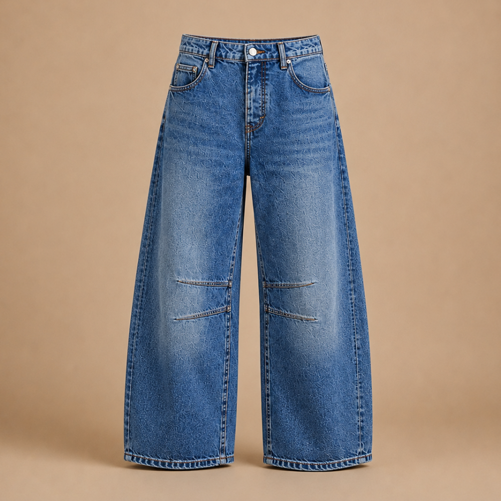 Damskie jeansy z szerokimi nogawkami ze streczowego denimu