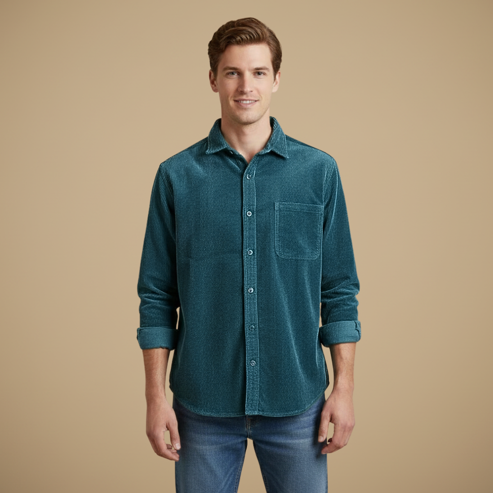 Effen vintage corduroy overhemd voor heren Jelle Jora Mode