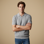 Lichtgewicht gebreid poloshirt met korte mouwen voor heren Jelle Jora Mode