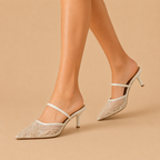 Dames geborduurde pumps met spitse neus en slingback Jelle Jora Mode