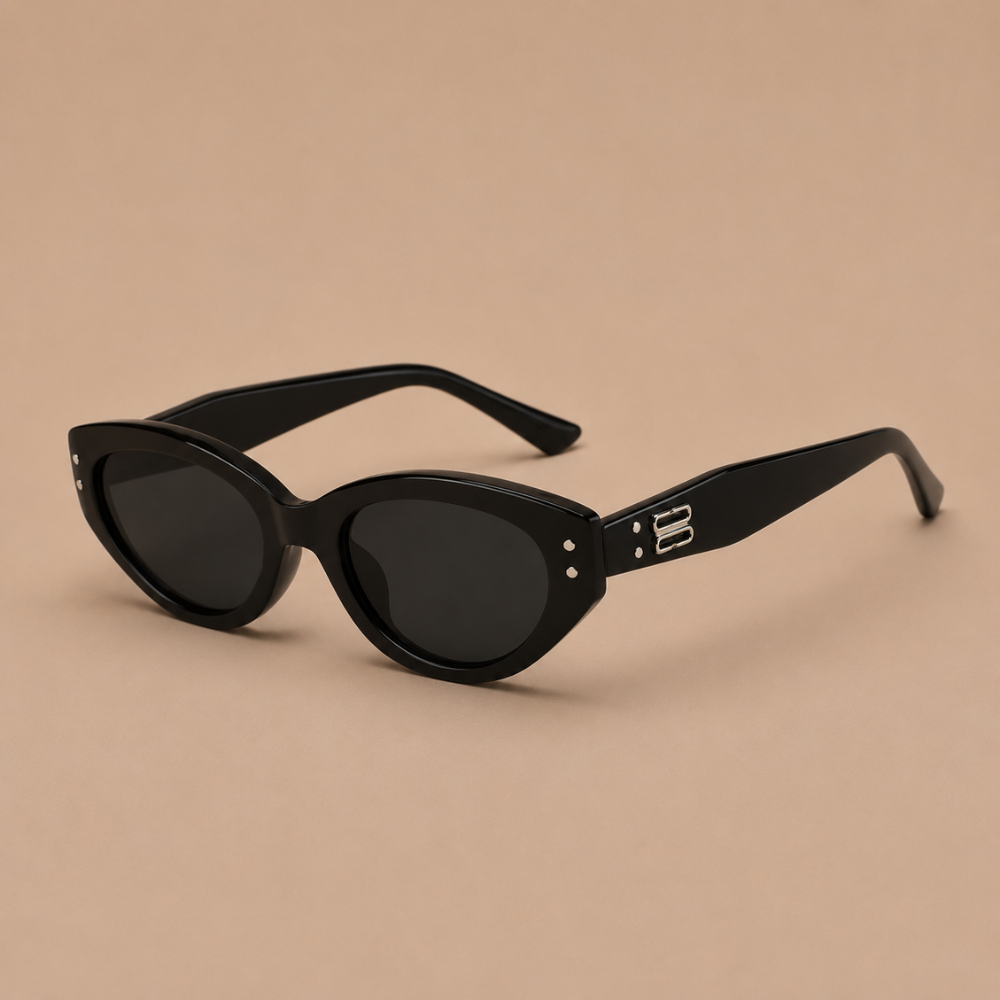 Damskie okulary przeciwsłoneczne kocie oczy retro w kolorze czarnym