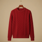 Luźny dzianinowy sweter męski z okrągłym dekoltem