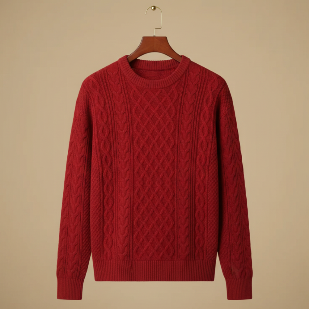 Luźny dzianinowy sweter męski z okrągłym dekoltem