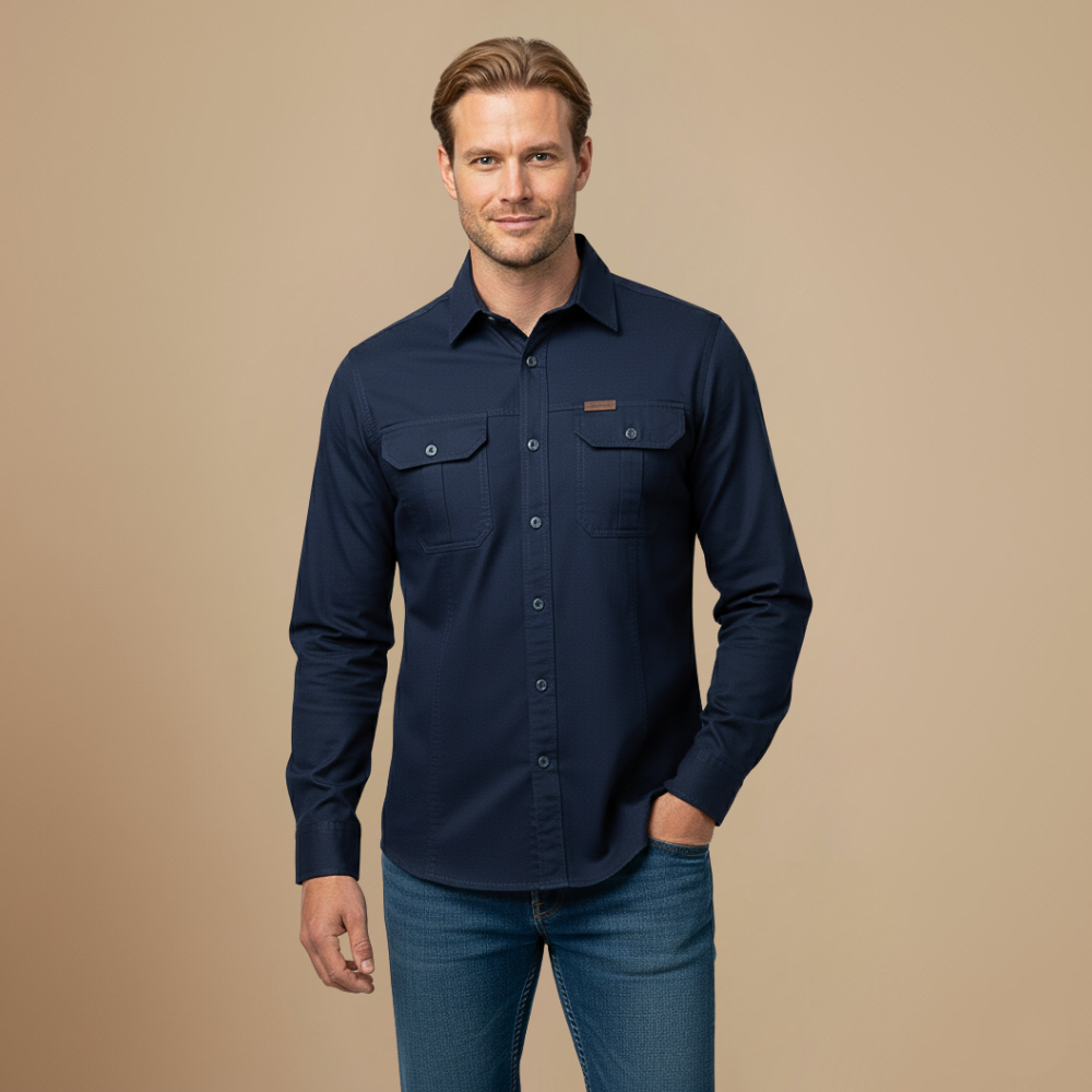 Casual Tactisch Cargoshirt met Lange Mouwen Jelle Jora Mode