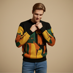 Luźny sweter vintage z nadrukiem kota