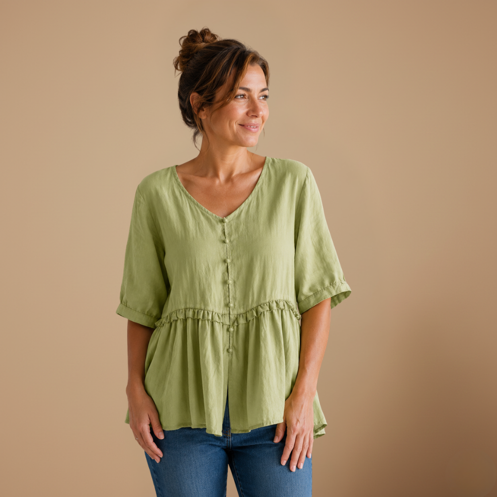 Damesblouse met losse pasvorm en driekwartmouwen Jelle Jora Mode