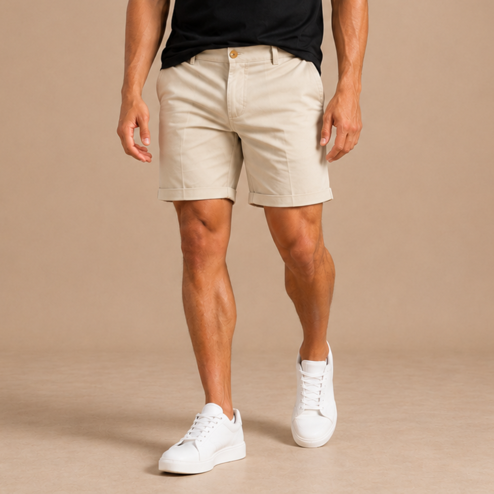 Heren slim fit chino-short Jelle Jora Mode