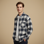 Męska koszula flanelowa w kratę, bawełniana, w stylu retro, codzienna