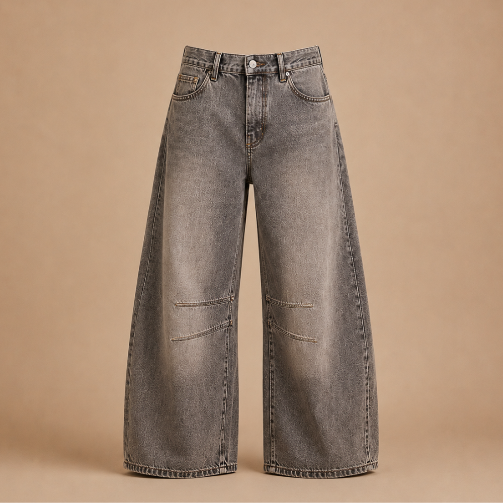 Damskie jeansy z szerokimi nogawkami ze streczowego denimu