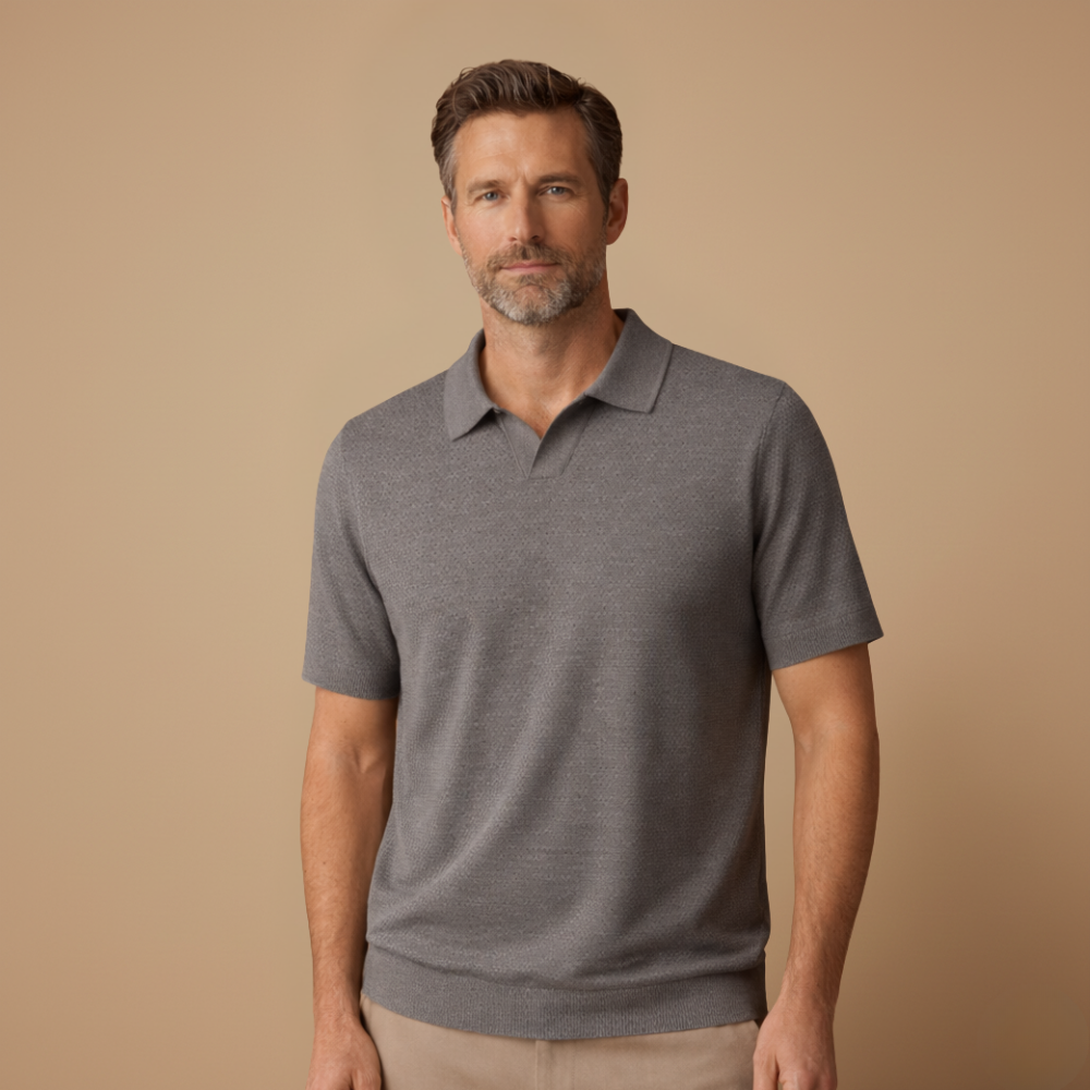 Heren slim fit poloshirt met korte mouwen en klassieke V-hals Jelle Jora Mode
