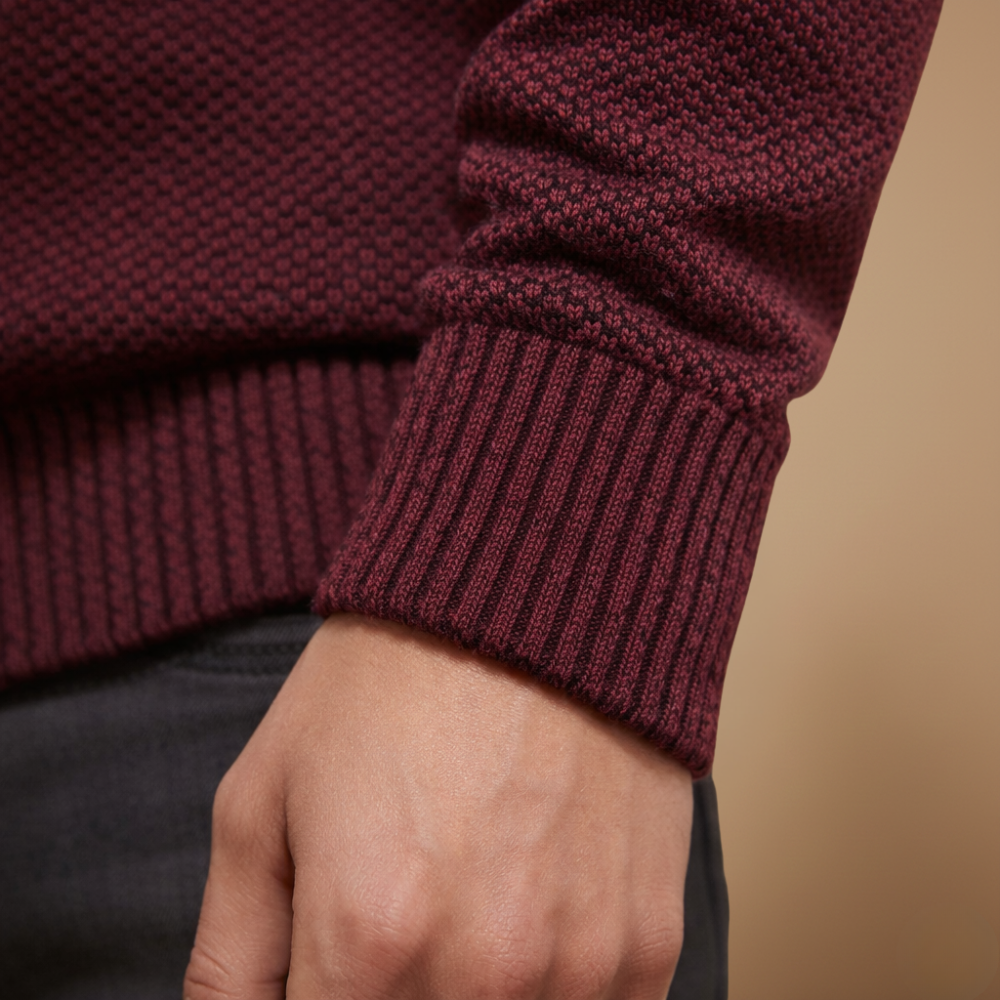 Męski sweter zimowy z dzianiny, z półgolfem i półzamkiem