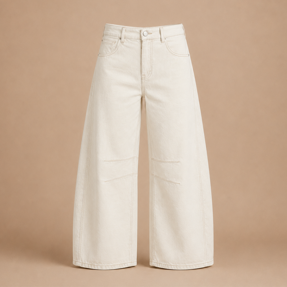 Damskie jeansy z szerokimi nogawkami ze streczowego denimu