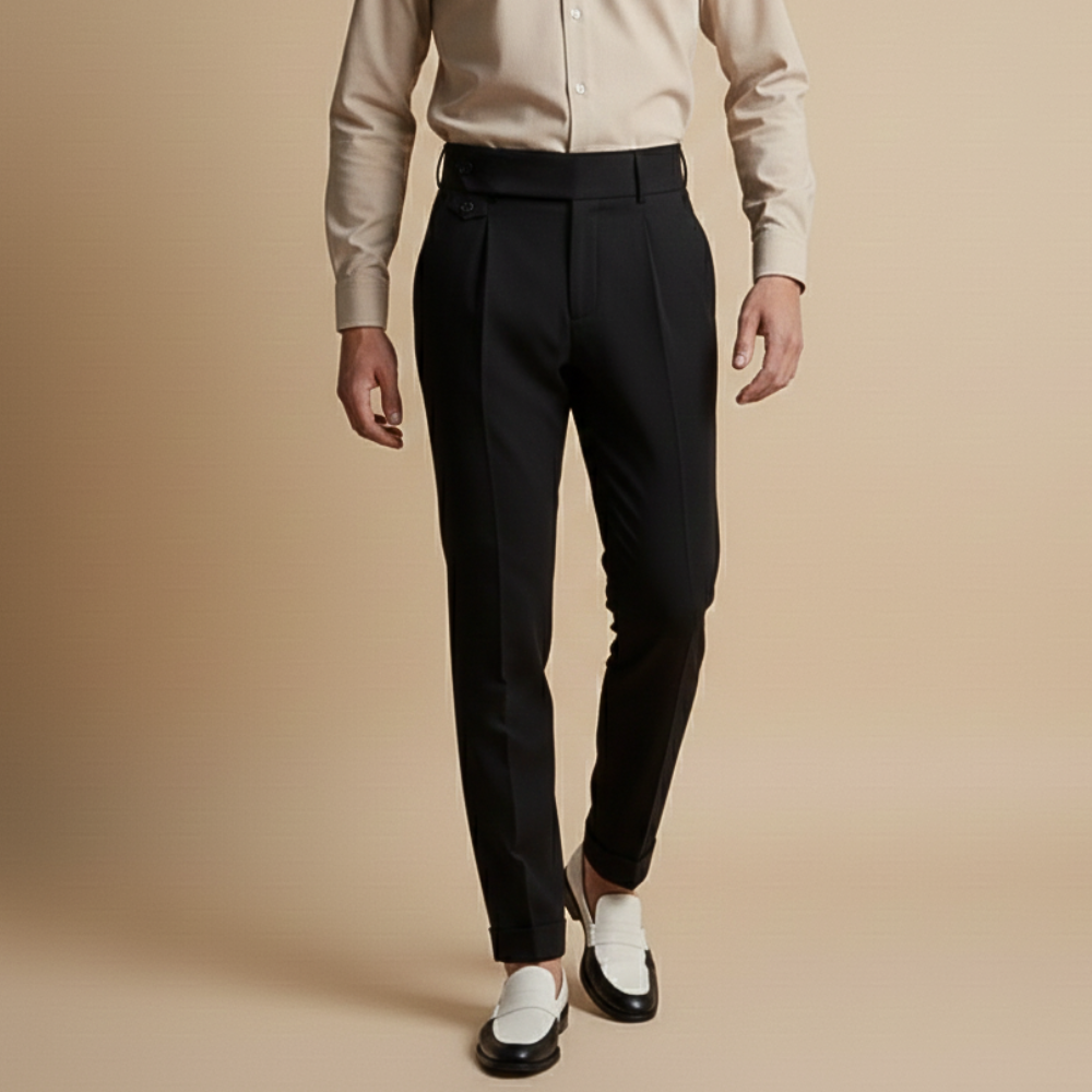 Herenbroek met hoge taille en rechte pijpen Jelle Jora Mode