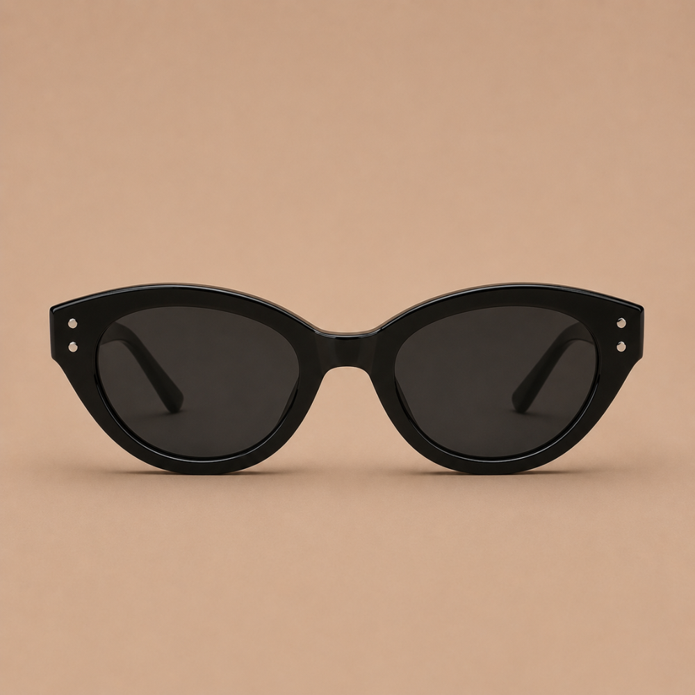 Damskie okulary przeciwsłoneczne kocie oczy retro w kolorze czarnym