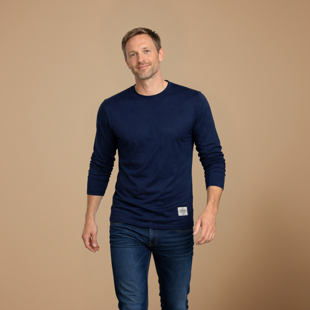 Heren ademend casual t-shirt met lange mouwen en ronde hals Jelle Jora Mode