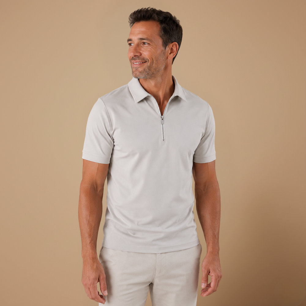 Heren ademend poloshirt met ritssluiting en korte mouwen Jelle Jora Mode