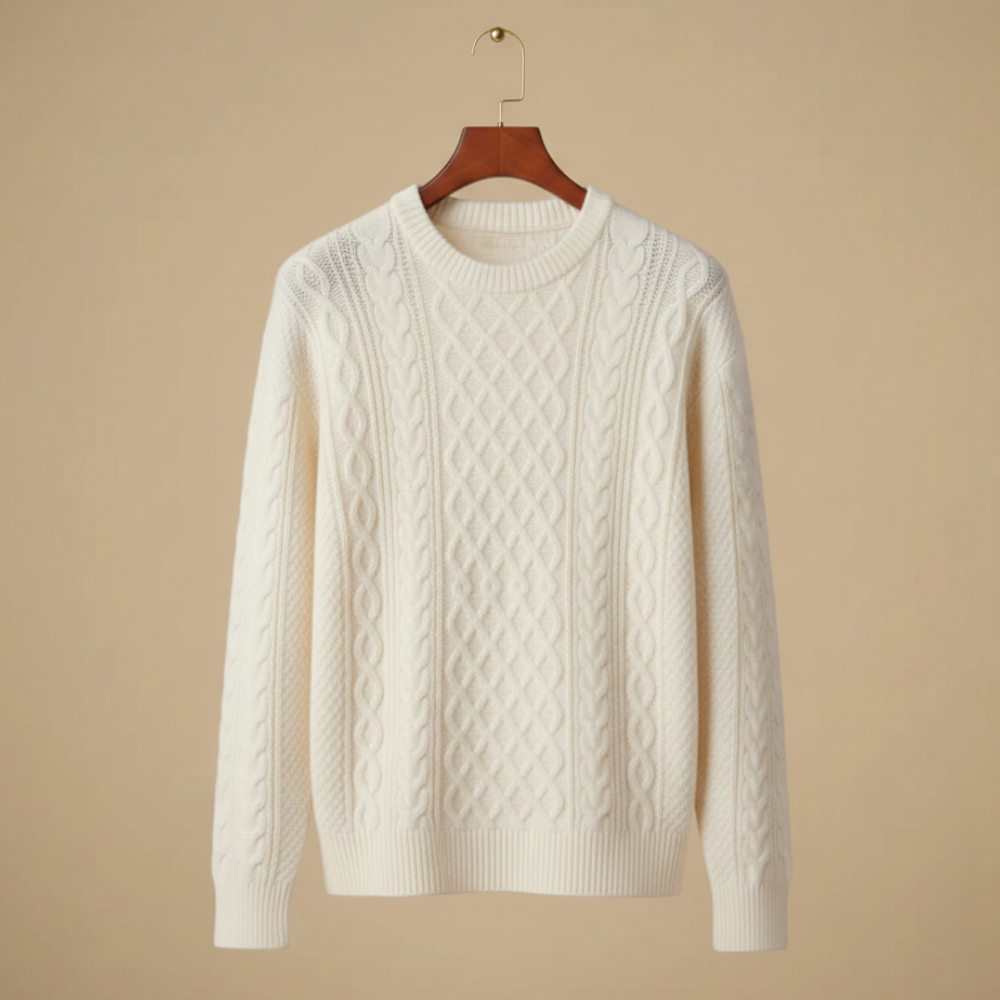 Luźny dzianinowy sweter męski z okrągłym dekoltem