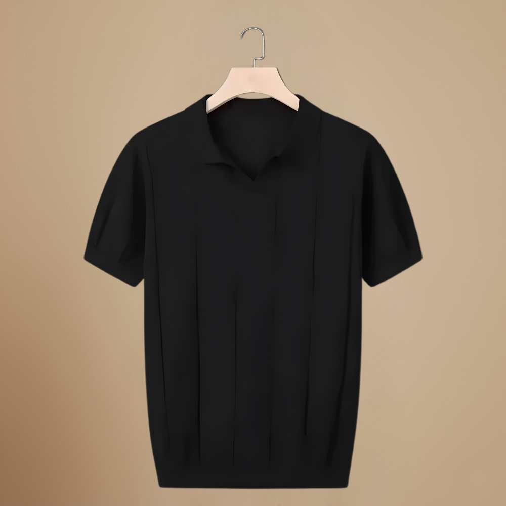 Męska dzianinowa koszulka polo slim fit z krótkim rękawem