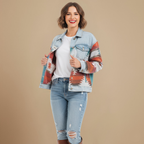 Kurtka jeansowa patchwork w stylu retro
