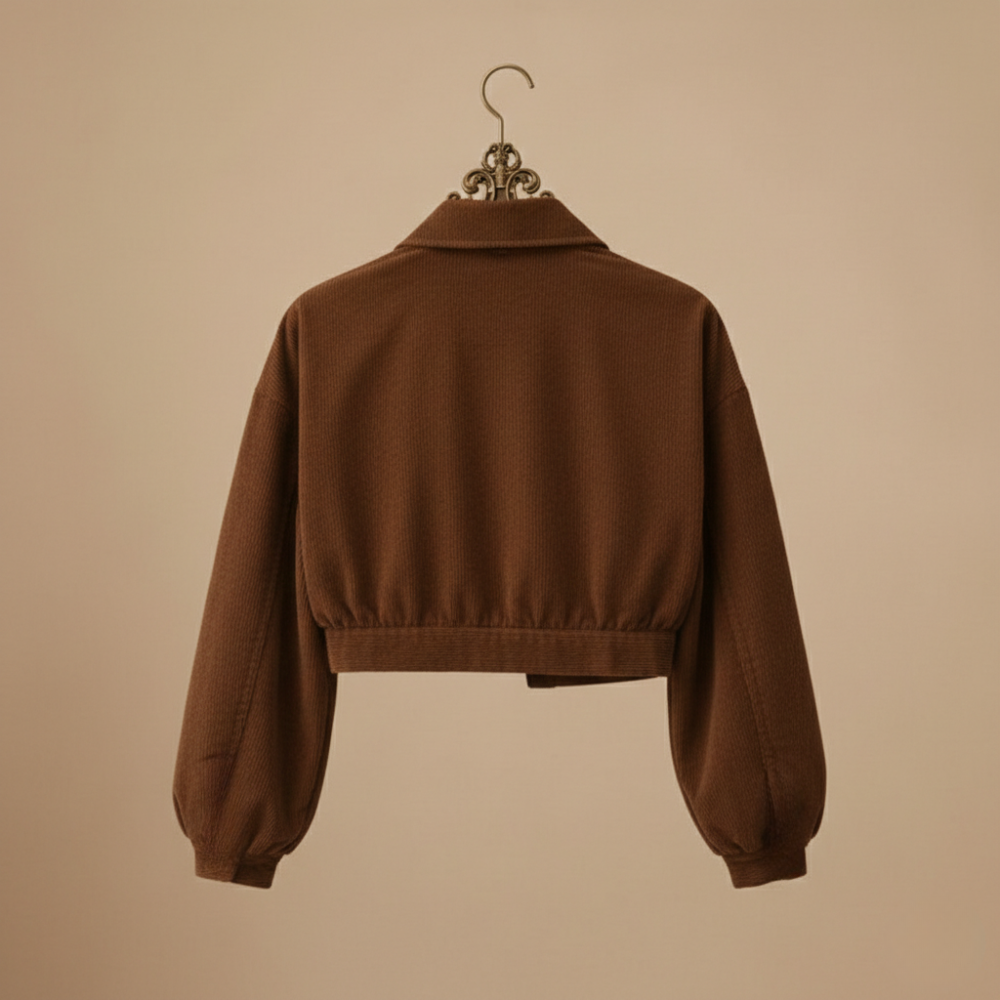 Sztruksowa krótka kurtka w stylu vintage