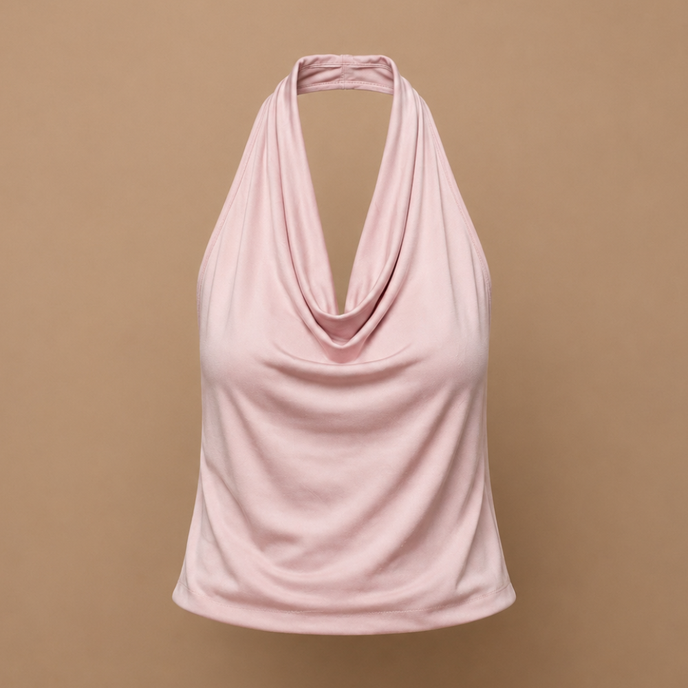 Damski top na ramiączkach typu halter, z odkrytymi plecami, bez rękawów
